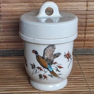 Antique English Bird Motif Egg Coddler Reg No 720797 Porcelain